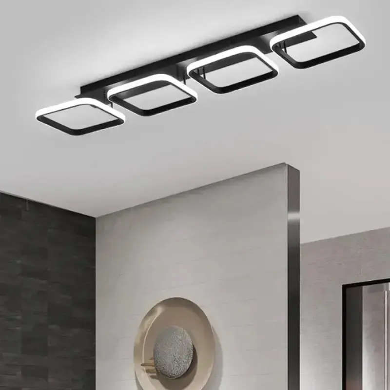 Previzualizare 3: Lustra LED VERTEX 45W, 4 Patrate, Liniara, lumina Rece/Calda/Neutra, Neagra