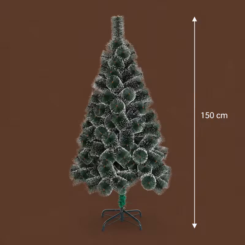 Previzualizare 4: Brad Artificial MANIITSOQ, 150 cm, 130 varfuri, Suport Metalic, Ace Verzi cu Varfuri Albe