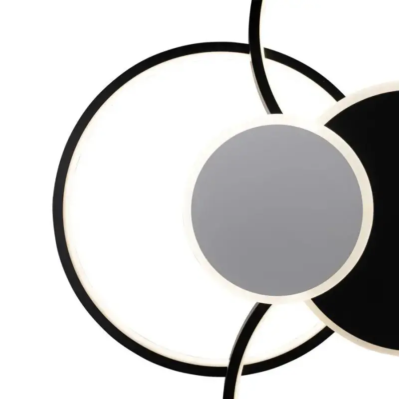 Previzualizare 2: Lustra LED cu Telecomanda, KILLIAN, 74W, 6 Cercuri, Lumina Rece/Calda/Neutra 3000K/4000K/6000K, Dimabila, Negru si Alb, Metal si Acril