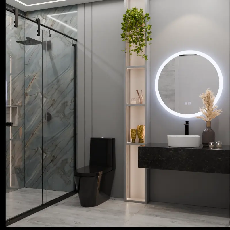 Previzualizare 4: Oglinda LED Rotunda, 50cm, Noxia Touch, Sistem Dezaburire, Dimabila