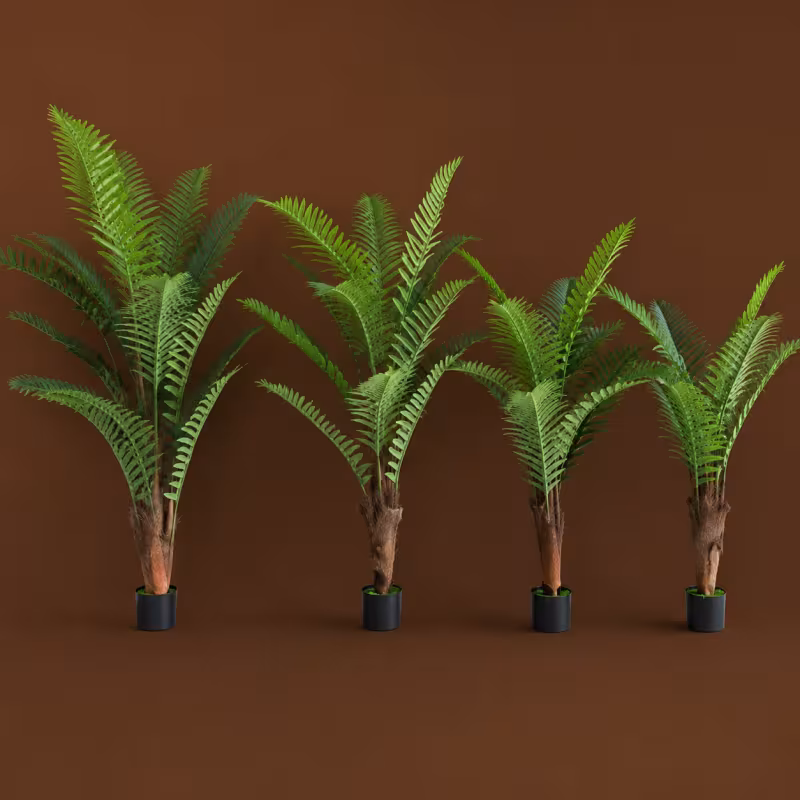 Previzualizare 4: Planta Artificiala Copac Tip Palmier Regal, 220 cm, 18 frunze, Verde, cu Ghiveci