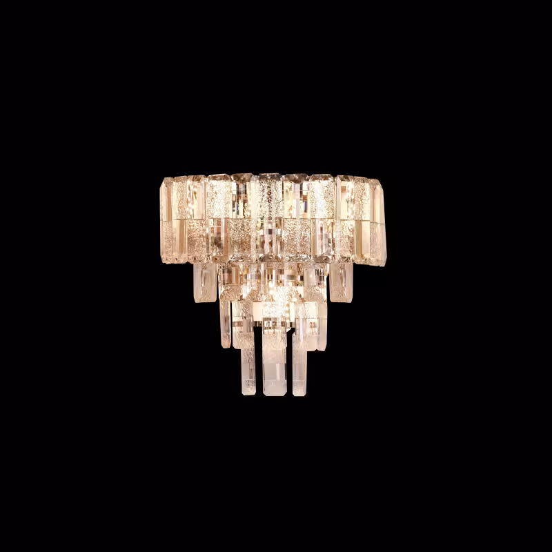 Previzualizare 4: Aplica tip candelabru cristal ELYSIAN 3xE14, D26 cm, Auriu, Inaltime Reglabila, Metal si Cristal