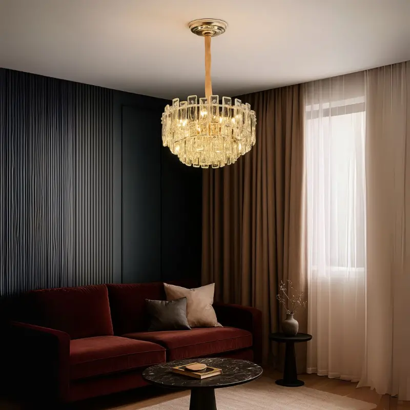 Previzualizare 3: Candelabru Cristal FONTAINEBLEAU Eleganza, 9x E14, Diametru 45cm, Auriu, Inaltime Reglabila