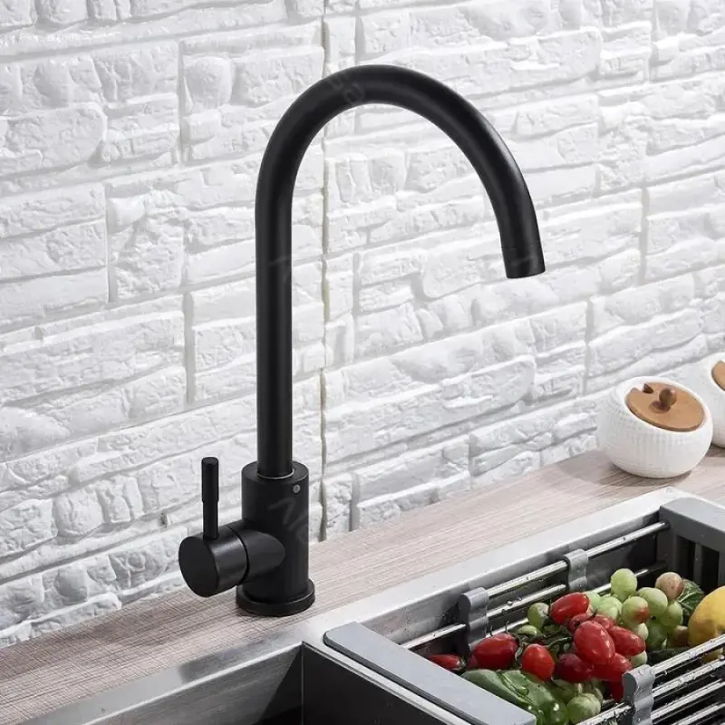 Previzualizare 3: Baterie Bucatarie Monocomanda Pipa Pivotanta Cartus Ceramic Inox Negru Satin Racorduri Kit Fixare Incluse HS001