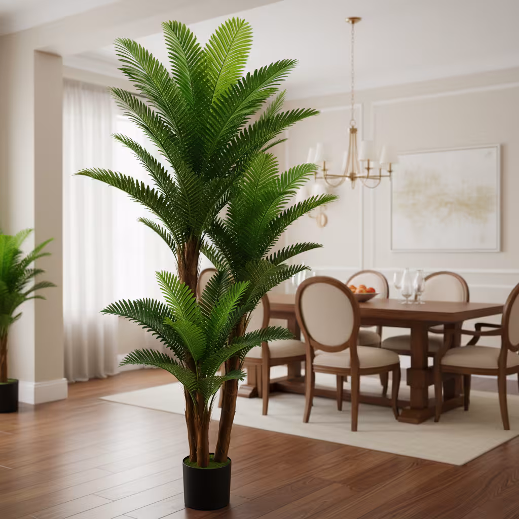 Planta Artificiala Copac Tip Palmier, 3 Brate, 190 cm, Verde, cu Ghiveci