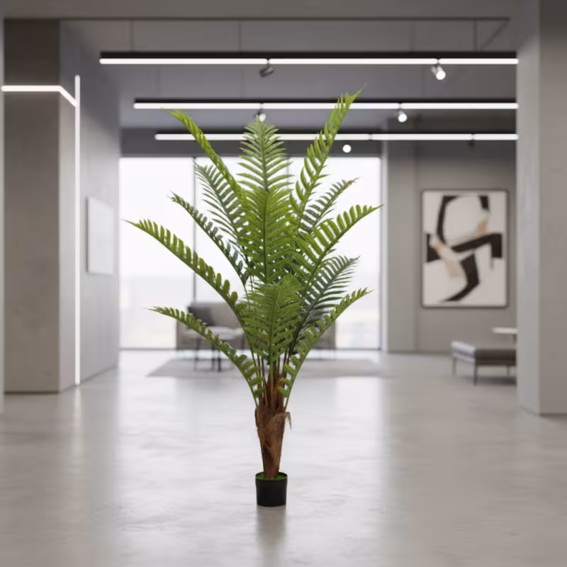 Planta Artificiala Copac Tip Palmier Regal, 200 cm, 15 frunze, Verde, cu Ghiveci