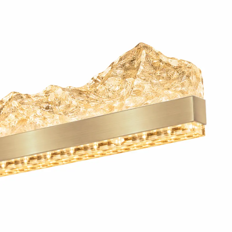 Previzualizare 2: Lustra LED suspendata cu Telecomanda MARISTELLA 90W, lumina Rece/Calda/Neutra 3000K/4000K/6000K, Dimabila, Inaltime Reglabila, Auriu, Metal si Cristal