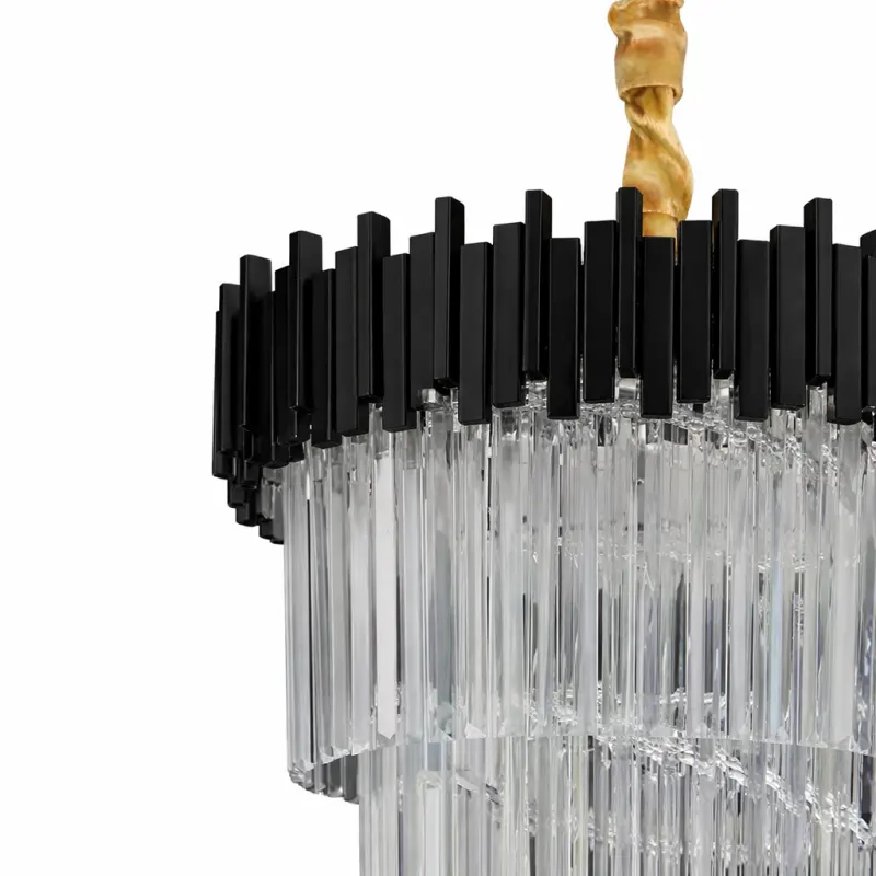 Previzualizare 2: Candelabru Cristal CC110/600x1800BK , 28xE14, Diametru 60cm, Inaltime 180cm, Negru, Inaltime Reglabila, Design Elegant