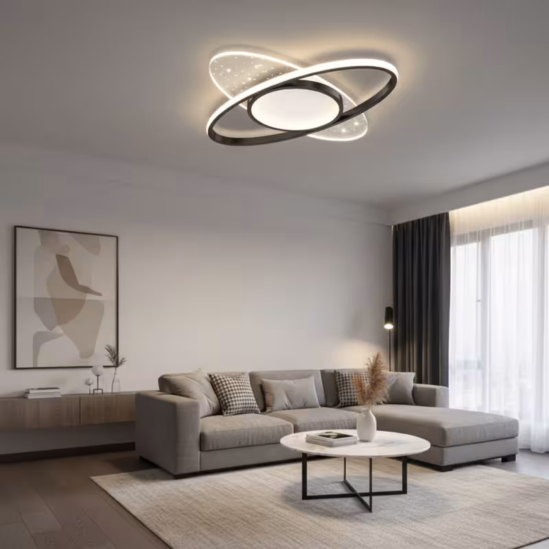 Previzualizare 2: Lustra LED cu telecomanda VARIO 69W, Oval , lumina Rece/Calda/Neutra, Dimabila, Negru