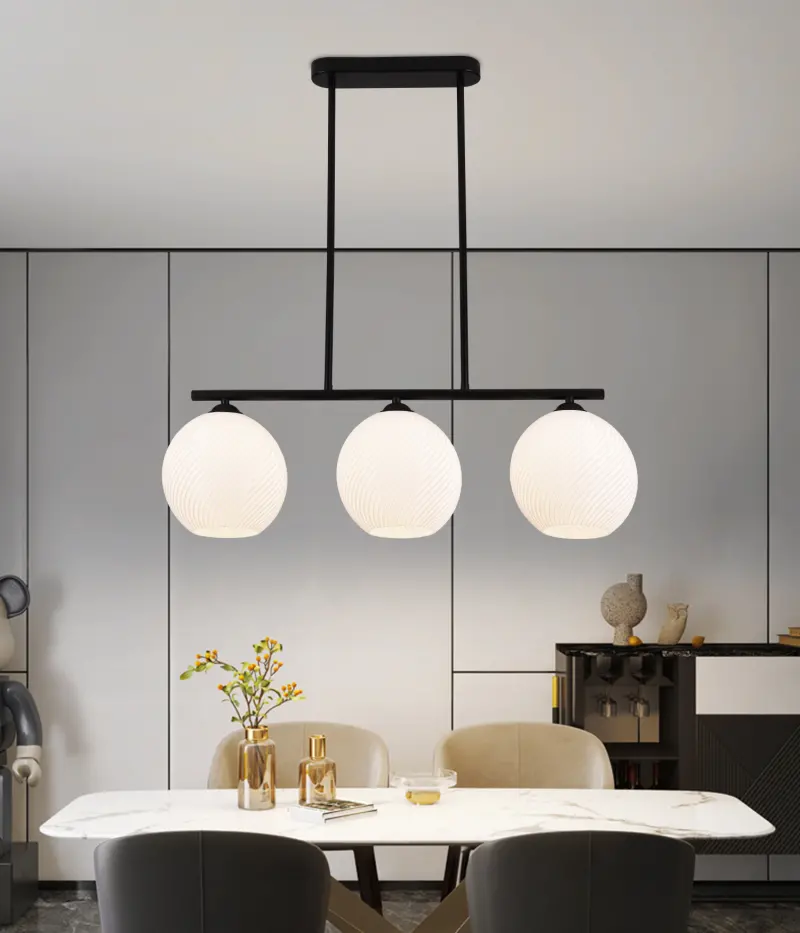 Lustra Suspendata LM520/3BK, 3XE27, 59*20*25, Negru, Alb, Fier, Plexiglas