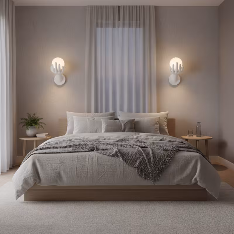 Aplica LED Decorativa MANO, 15x30cm, 1xE27, Sticla si Resina, Alb