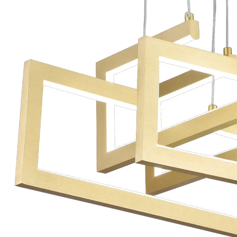 Previzualizare 2: Lustra LED cu telecomanda ,Suspendata 96W, 4 Elemente, lumina Rece/Calda/Neutra, Dimabila, Inaltime Reglabila, Auriu