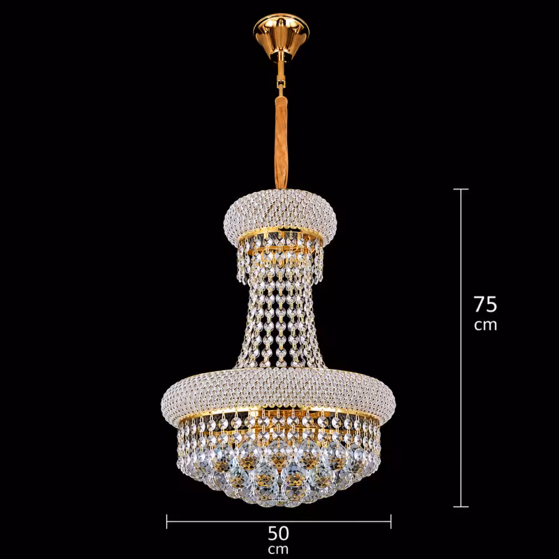 Previzualizare 4: Candelabru Cristal NUVOLA Elegenza, 12xE14, D50 cm, Auriu, Inaltime Reglabila, Metal si Cristal