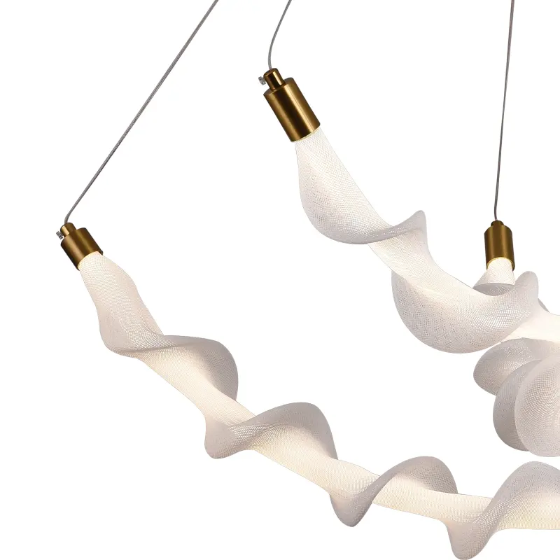 Previzualizare 2: Lustra LED Suspendata Acril UNDA Crown, 28W, Lumina Calda/Neutra/Rece 3000/4000/6000K, Alb, Inaltime Reglabila, Metal si Acril