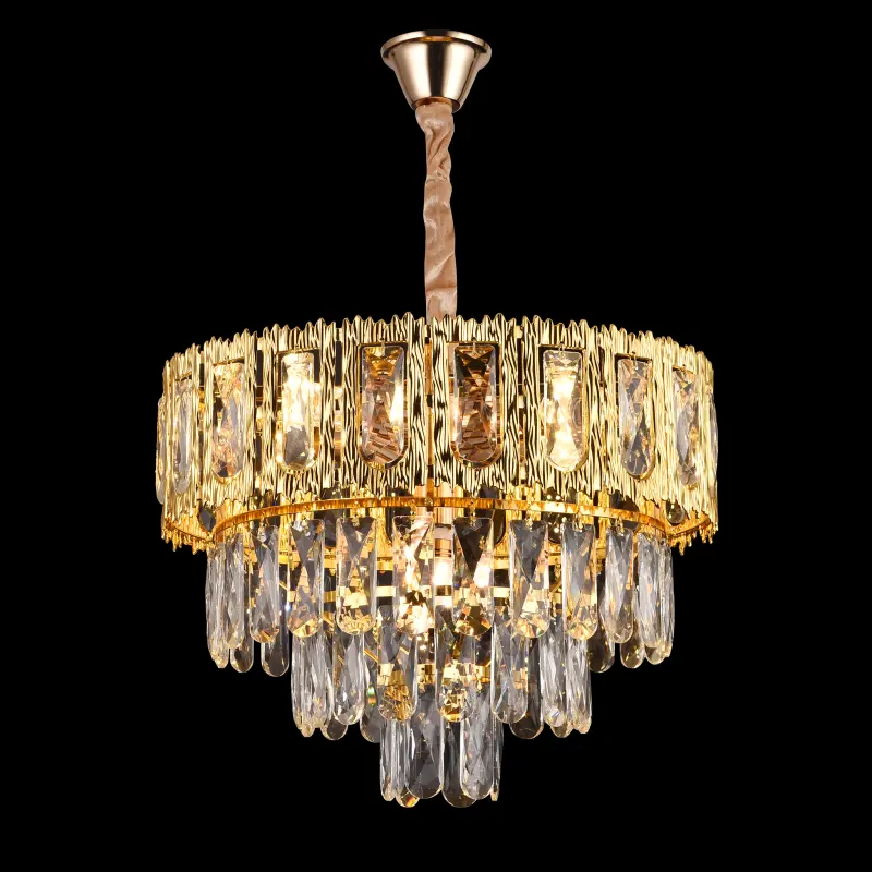 Previzualizare 3: Candelabru Cristal BELVEDERE Nobile 5xE14, Diametru 40cm, Auriu Lucios, Inaltime Reglabila