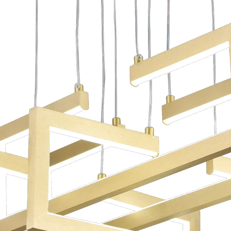 Previzualizare 4: Lustra LED cu telecomanda ,Suspendata 96W, 4 Elemente, lumina Rece/Calda/Neutra, Dimabila, Inaltime Reglabila, Auriu