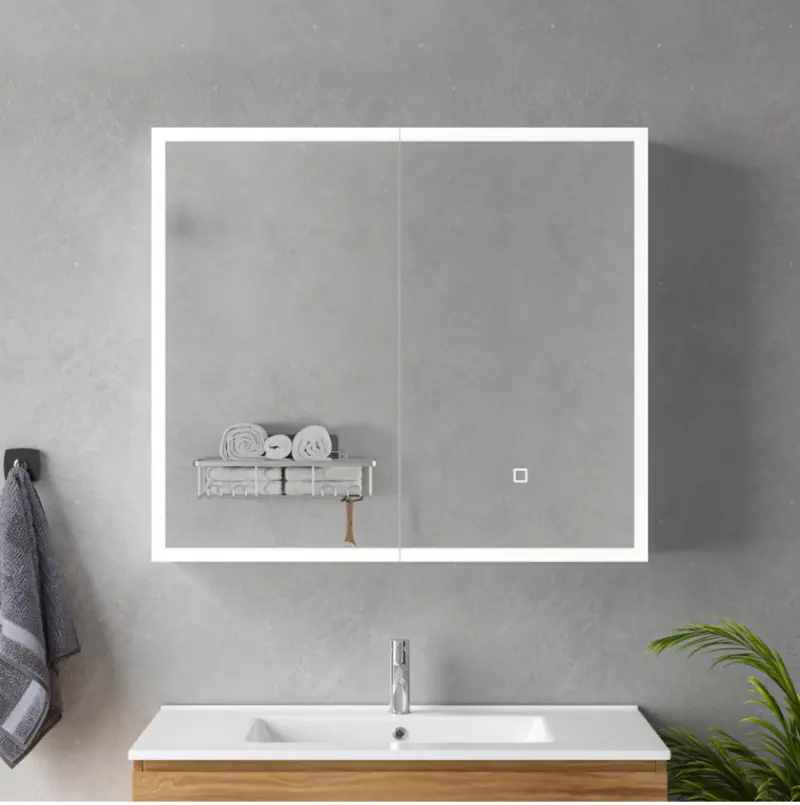 Previzualizare 2: Oglinda LED cu Dulap MODA 80x70 cm Alb Iluminare Perimetrala si Senzor Touch