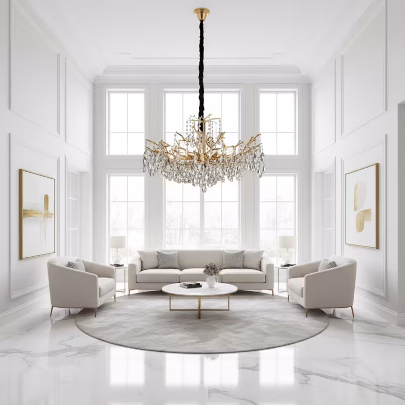 Previzualizare 2: Candelabru Cristal REINA Regalis, 8xE14, D80cm, Auriu, Metal si Cristal