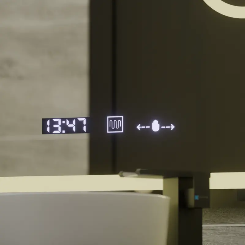 Previzualizare 2: Oglinda LED Rectangulara, 75x90cm, Eclat MotionGlow Marcello, Sistem Dezaburire, Ceas & Termometru, Lupa Cosmetica, Dimabila