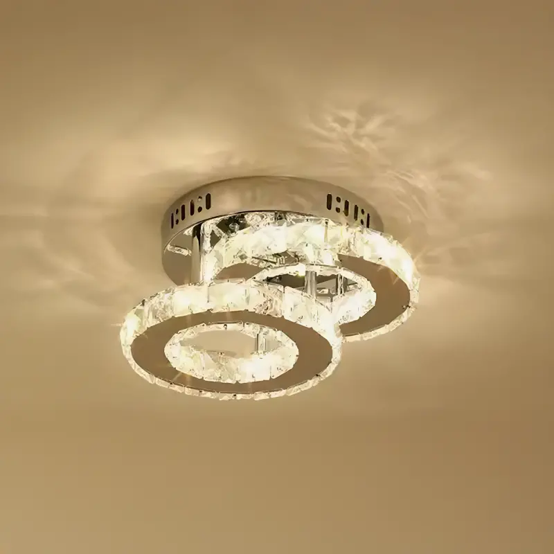 Previzualizare 3: Lustra LED cu cristal ROYALO ROTONDA 26W, 2 Cercuri, lumina Rece/Calda/Neutra, Crom Lucios