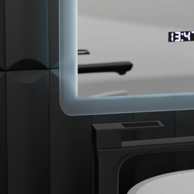 Previzualizare 2: Oglinda LED Rectangulara, 50x70cm, ELANCEE Senzor MotionGlow Marcello, Sistem Dezaburire, Ceas & Termometru, Dimabila