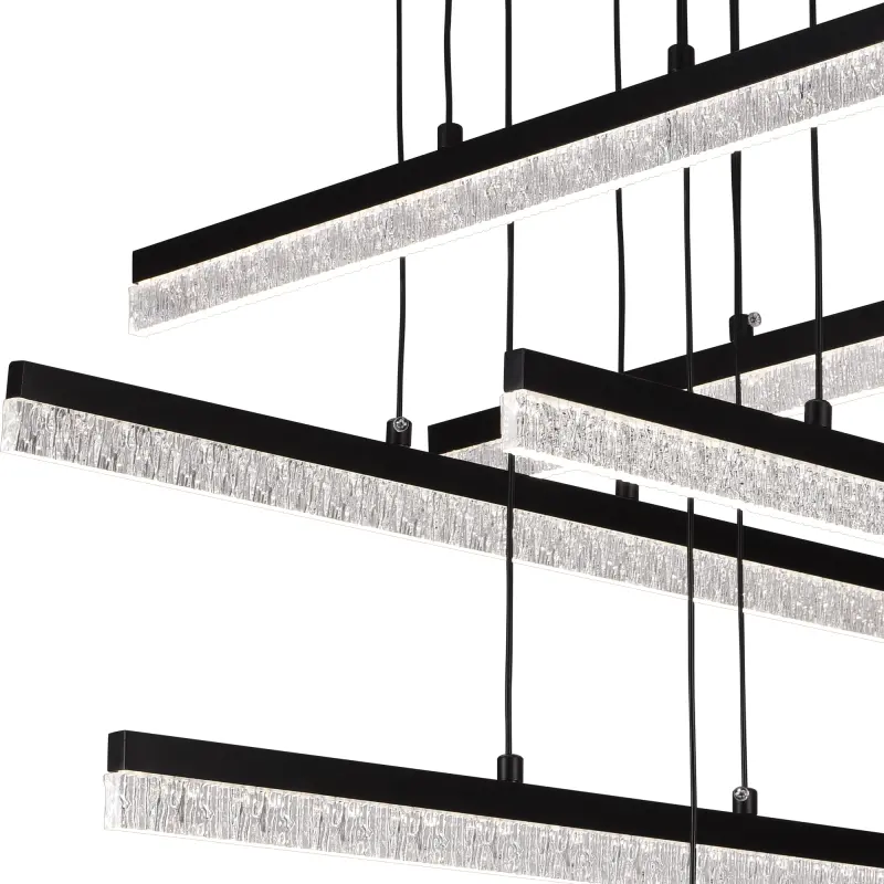 Previzualizare 4: Lustra LED Suspendata Acril STRATA, 6 elemente, 82W, Lumina 3000/4000/6000K, Negru, Inaltime Reglabila