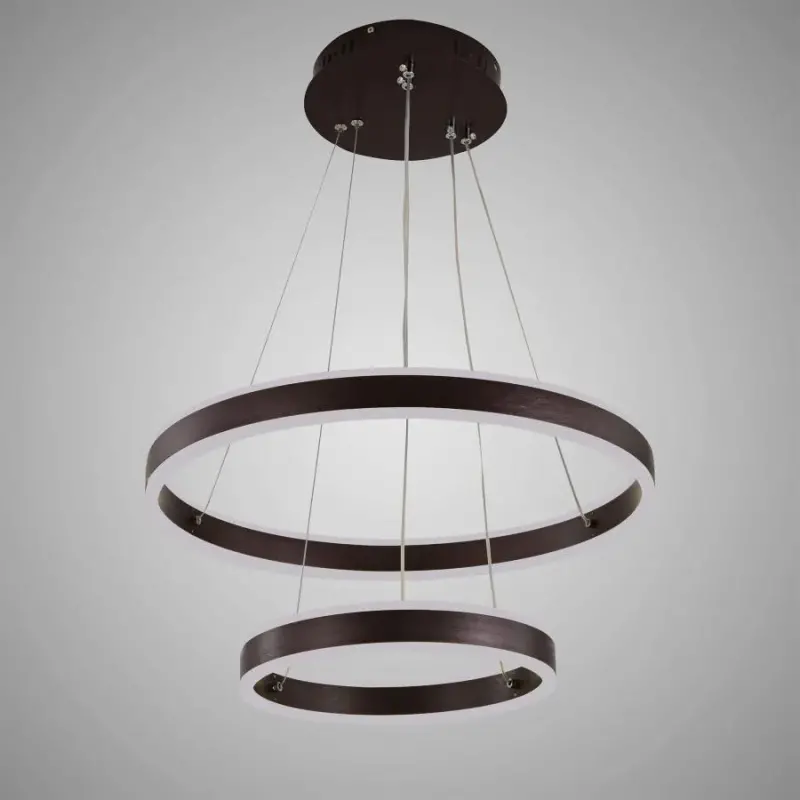 Previzualizare 2: Lustra LED suspendata cu telecomanda OLATHE 180W, 2 Cercuri, lumina Rece/Calda/Neutra, Dimabila, Maro, Inaltime Reglabila