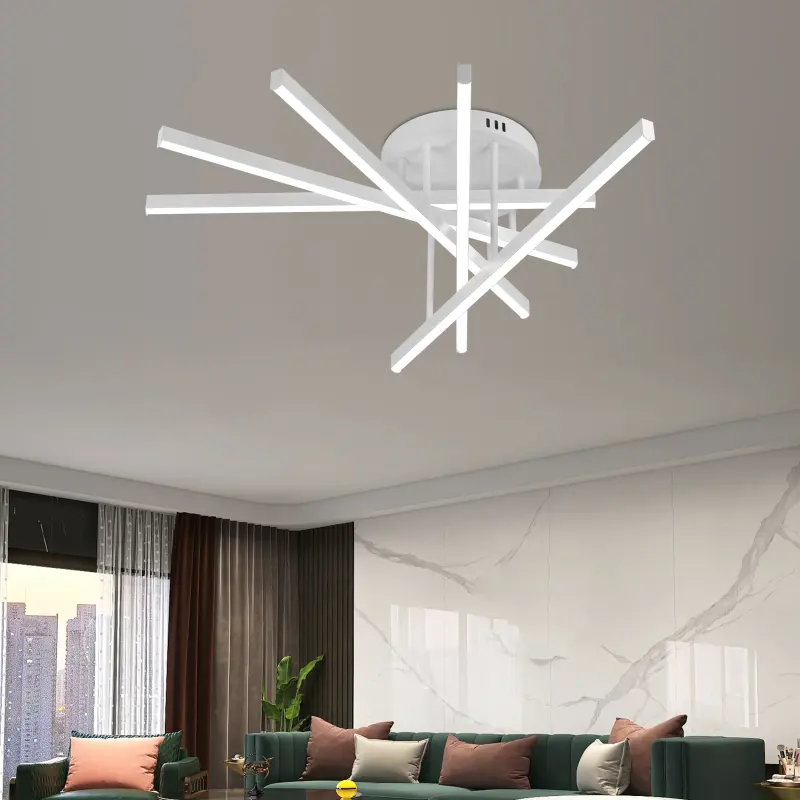 Previzualizare 3: Lustra LED cu Telecomanda GIO, 68W, 5 Elemente, Lumina Rece/Clada/Neutra, Dimabila, Alb