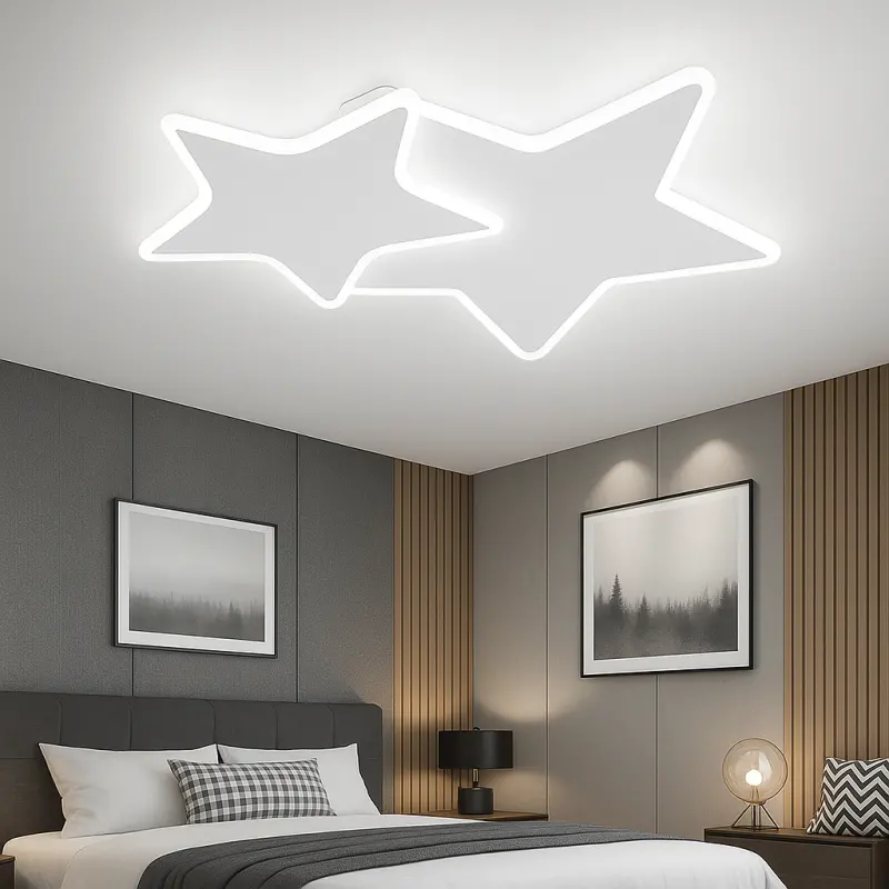 Previzualizare 3: Lustra LED cu telecomanda 41W, Stele, lumina Rece/Calda/Neutra, Dimabila, Alb