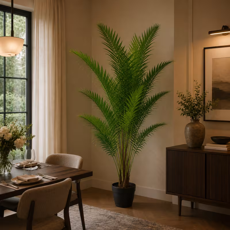 Previzualizare 2: Planta Artificiala Copac Tip Palmier Kentia, Cu Frunze Elegante, 230 cm, 18 frunze, Verde, cu Ghiveci
