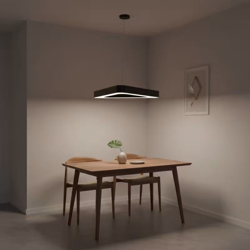 Previzualizare 2: Lustra LED suspendata ANGLE, 60cm, 25W, Inaltime Reglabila, Lumina Rece, Negru, Metal si Acril