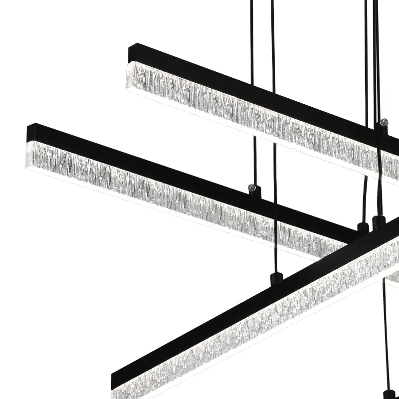 Previzualizare 2: Lustra LED Suspendata Acril STRATA, 4 elemente, 54W, Lumina 3000/4000/6000K, Negru, Inaltime Reglabila