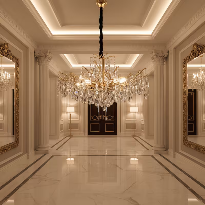 Previzualizare 3: Candelabru Cristal REINA Regalis, 8xE14, D80cm, Auriu, Metal si Cristal