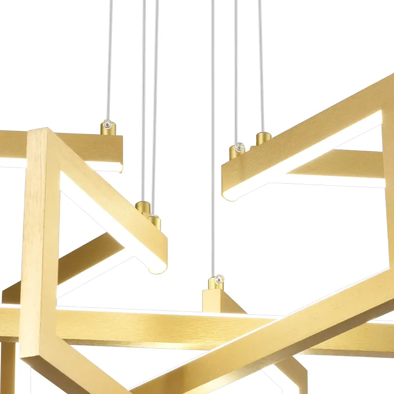 Previzualizare 2: Lustra LED cu telecomanda ,Suspendata 71W, 3 Elemente, lumina Rece/Calda/Neutra, Dimabila, Inaltime Reglabila, Auriu