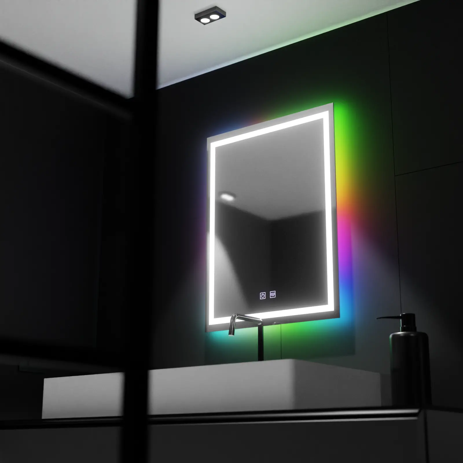 Oglinda LED Rectangulara 60X80cm, Spectrum Touch, RGB, Sistem Dezaburire