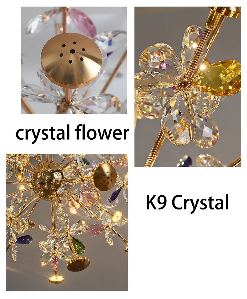Previzualizare 4: Candelabru Modern cu Cristal, FloraLux, 32xG4, Auriu si Cristale , 54.5cm, Inaltime Reglabila, Metal si Cristal