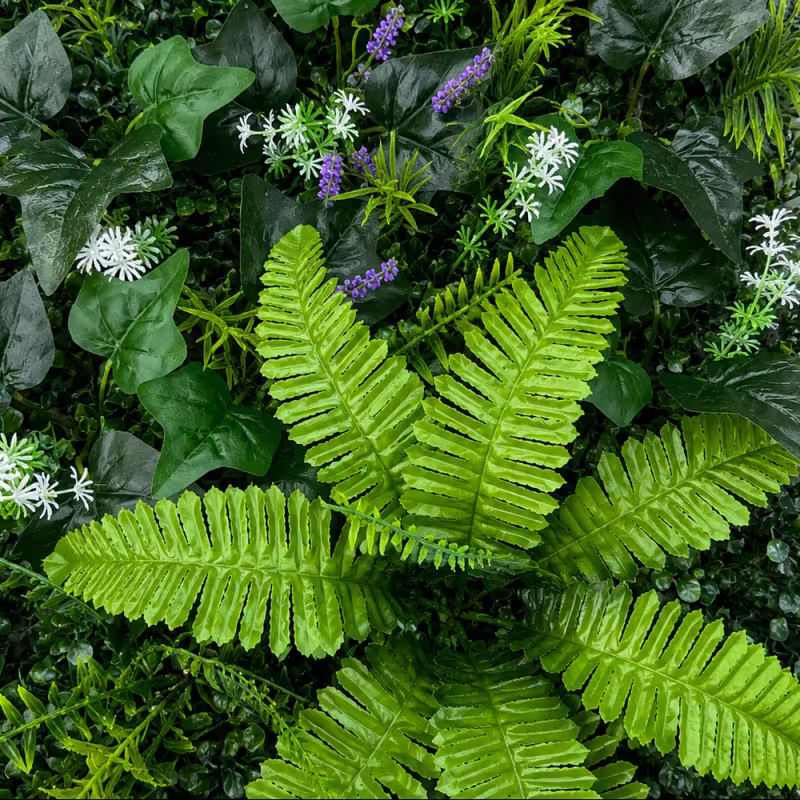 Previzualizare 2: Planta Artificiala Panou de Gard Viu Lavanda si Frunze Mixte, 40 x 60 cm, Verde