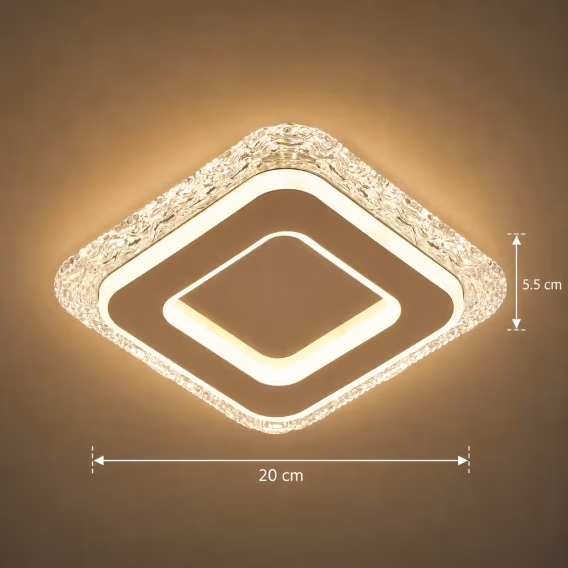 Previzualizare 4: Lustra LED AGOL Petito, 29W, Dimensiune 20x20cm, Lumina Calda/Neutra/Rece, Auriu, Metal si Acril
