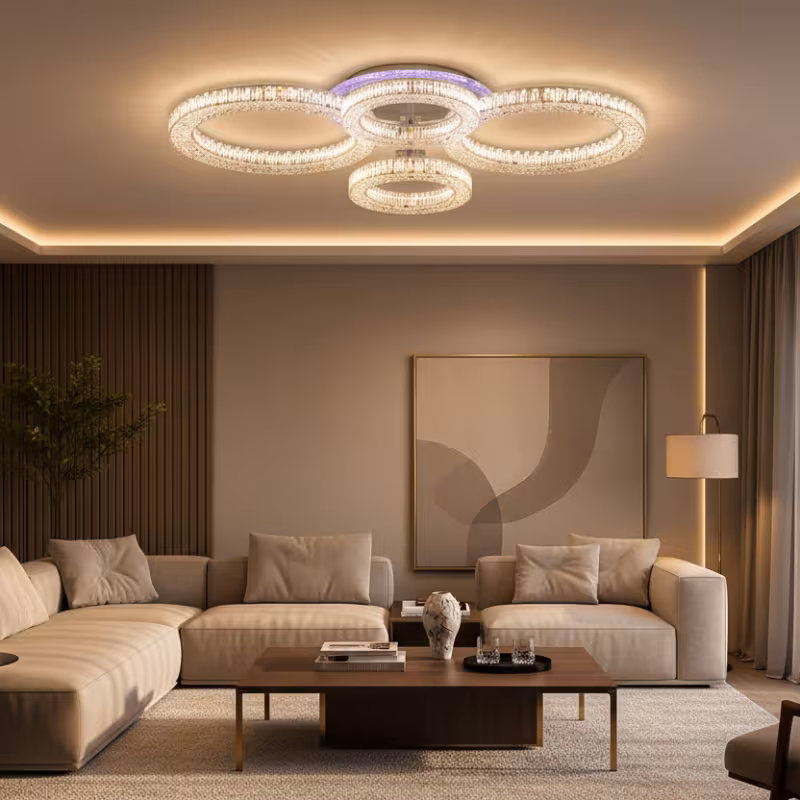 Previzualizare 2: Lustra LED RONDA Magno cu telecomanda 78W, 4 Cercuri, lumina Rece/Calda/Neutra, Dimabila, Alb