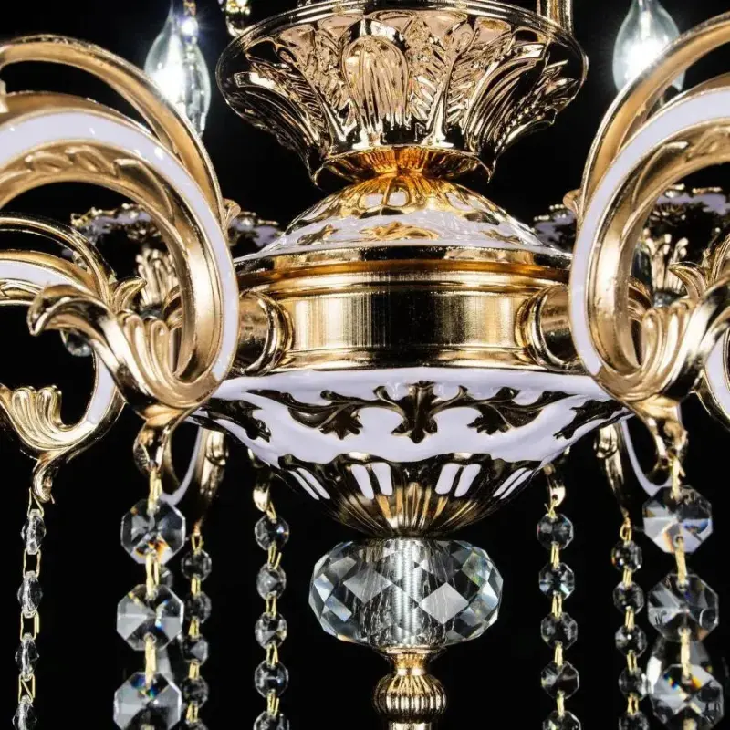 Previzualizare 4: Candelabru Cristal Luciano, 6xE14, Auriu, Metal si Cristal