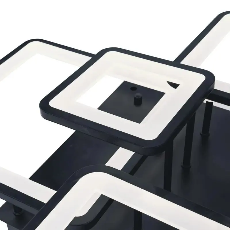 Previzualizare 2: Lustra LED cu telecomanda ELLA 120W, 6 Patrate, lumina Rece/Calda/Neutra, Dimabila, Negru, Metal si Acril