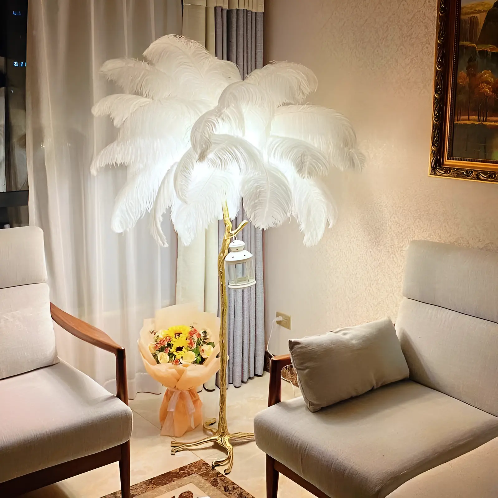 Lampadar Pene Politidis 1 X E14 120cm Alb Auriu