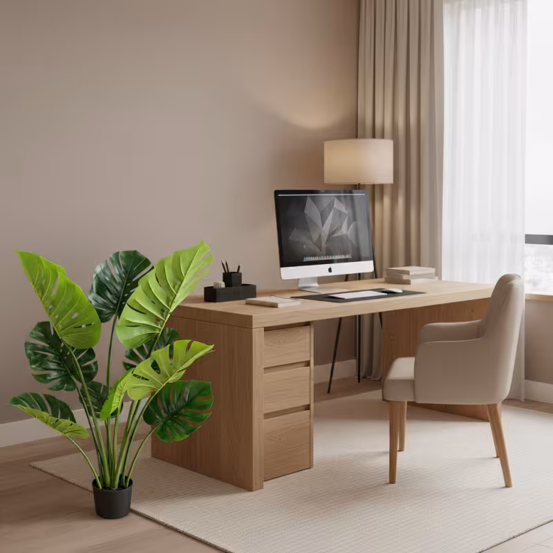 Planta Artificiala Tip Monstera Deliciosa, Cu Frunze Bogate, 120 cm, Verde