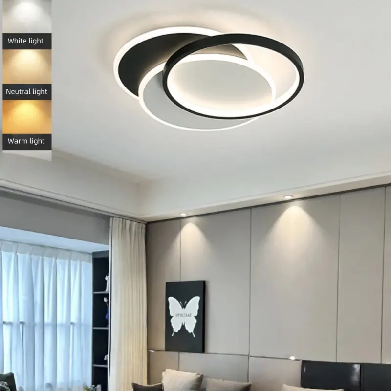 Previzualizare 3: Lustra LED cu telecomanda CHIARA 67W, 3 Cercuri, lumina Rece/Calda/Neutra, Dimabila, Negru