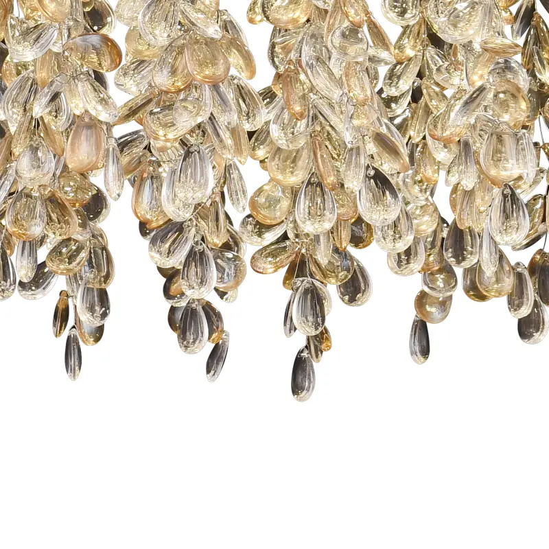 Previzualizare 3: Candelabru LED Cristal LLC213/550GD Rotund, 29W, Lumina Rece/Calda/Neutra, Cristale, Auriu Lucios