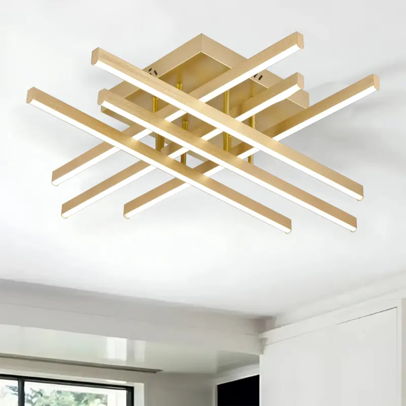 Previzualizare 4: Lustra LED cu Telecomanda LINEX, 81W, Lumina 3000K/4000K/6000K, Dimabila, Auriu