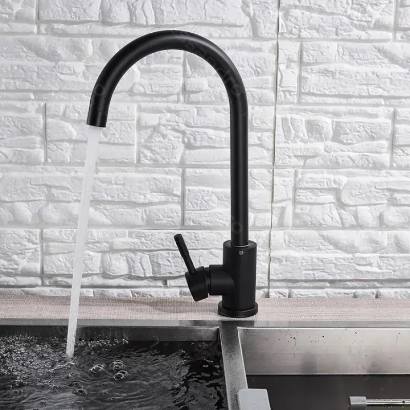 Previzualizare 2: Baterie Bucatarie Monocomanda Pipa Pivotanta Cartus Ceramic Inox Negru Satin Racorduri Kit Fixare Incluse HS001