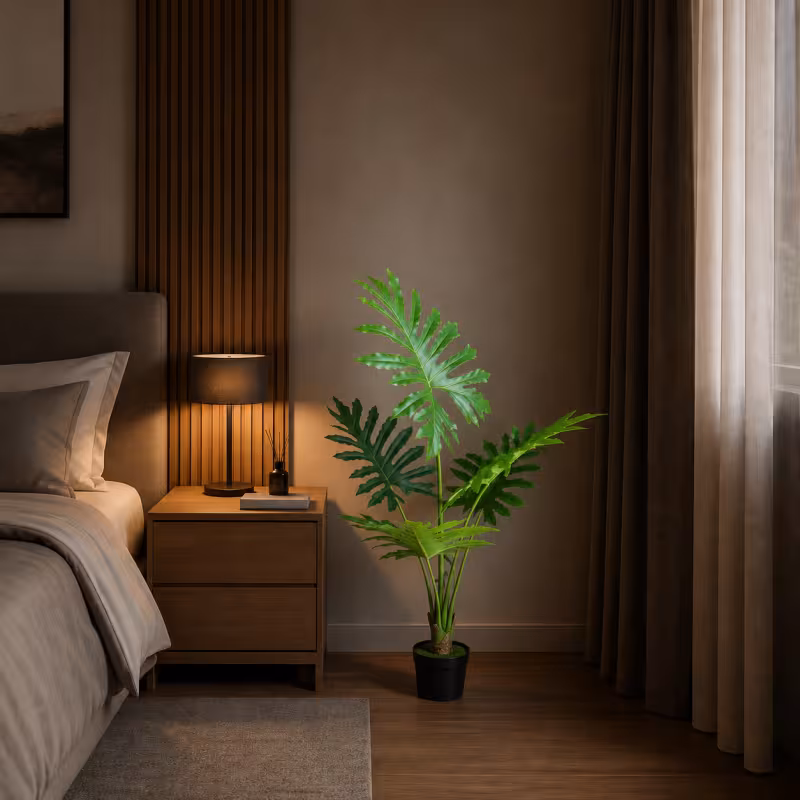 Planta Artificiala Tip Filodendron, 6 frunze, 120 cm, Verde