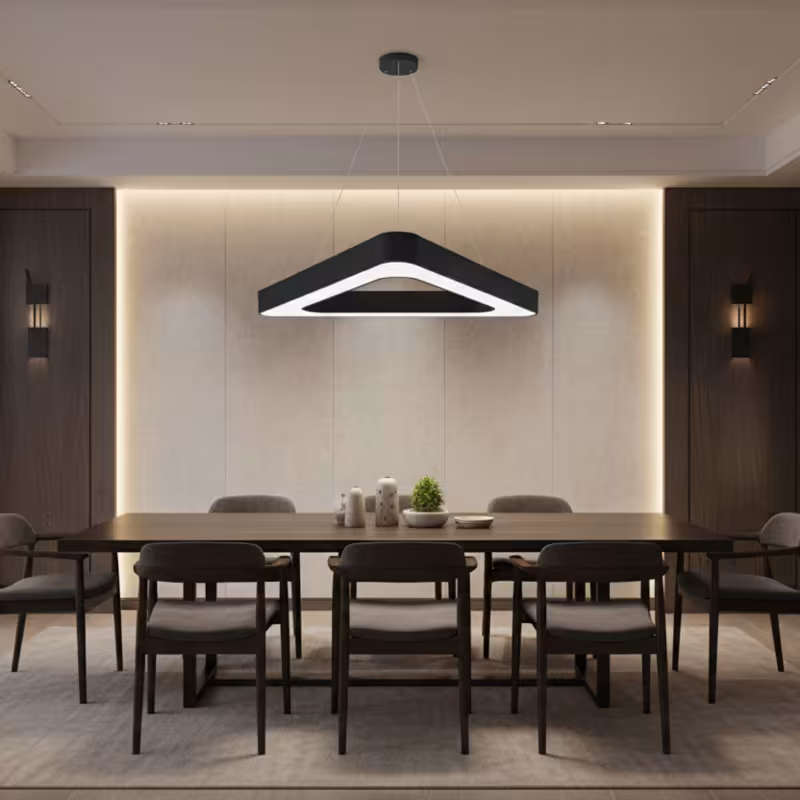 Previzualizare 4: Lustra LED suspendata ANGLE, 60cm, 25W, Inaltime Reglabila, Lumina Rece, Negru, Metal si Acril