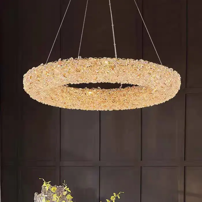 Candelabru Cristal cu Telecomanda, PRAGA Magno, 33W, Lumina Calda/Rece/Neutra, Diametru 55cm, Auriu, Inaltime Reglabila
